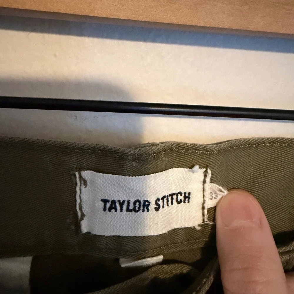 Taylor Stitch Slim chino pants green 33 cotton trill minimalist casual classic - Picture 3 of 5